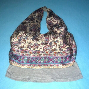 FLYING TOMATO paisley print scoop neck backless layered halter top NEW size M